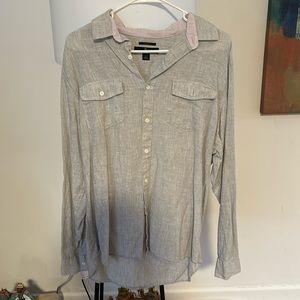 Marc Anthony, L, slim fit linen men’s button down shirt, grey